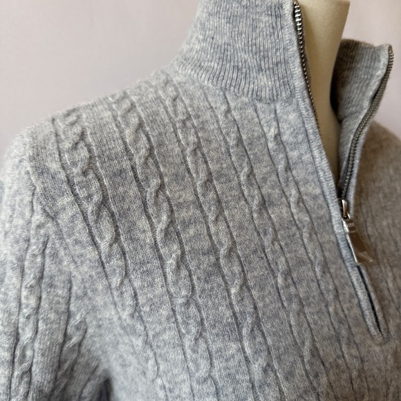 TRW SUN VALLEY J DEMETRE 100% MERINO WOOL 1/4 ZIP CABLE KNIT SWEATER WOMENS XS - Picture 8 of 12